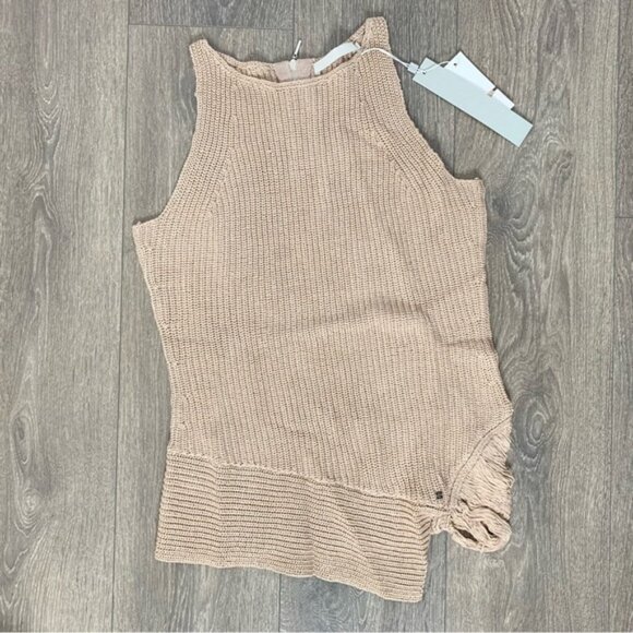 Anthropologie One Grey Day Victoria Top Sleeveless Knit Sweater Brown Latte XS - Picture 2 of 16